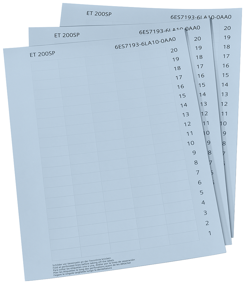 SIEMENS 6ES7193-6LA10-0AA0 SIMATIC ET 200SP Labeling strips, paper light gray 10 DIN A4 sheets with 1 000 labeling strips