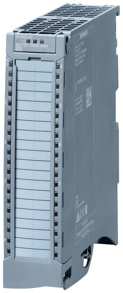 SIEMENS 6ES7531-7NF00-0AB0 SIMATIC S7-1500 AI 8xU/I HF 35 mm, with operating mode scale measured values, adaptation of measuring range Incl. power supply element, shield brac...
