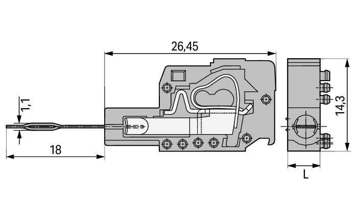 WAGO 231-155 Testing plug module, contact stud Pin spacing 5 mm / 0.197 in, gray