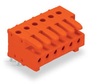 WAGO 734-569 THT female header 0.9 x 0.9 mm solder pin angled, orange