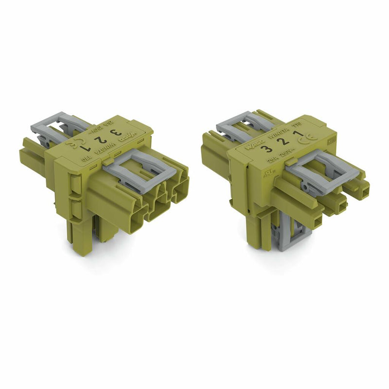 WAGO 770-1712 T-distribution connector 3-pole Cod. B, light green