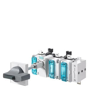 Siemens 3KA5840-1GE01 Switch disconnector in new design Iu=630 A, Ue = 690 V, 4-pole 4th pole selectable, AC-21A with door drive 8UC7 Handle dark blue/blue-green Basic masking frame light gray