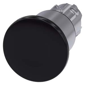 Siemens 3SU1050-1ED10-0AA0 Mushroom pushbutton, 22 mm, round, metal, shiny, black, 40 mm, 3 switch positions, after pushing in Retraction to center position, after pulling out the button Retraction to center position