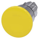 Siemens 3SU1050-1BA30-0AA0 Mushroom pushbutton, 22 mm, round, metal, shiny, yellow, 40 mm, latching, Pull-to-unlatch mechanism