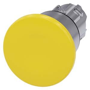 Siemens 3SU1050-1BA30-0AA0 Mushroom pushbutton, 22 mm, round, metal, shiny, yellow, 40 mm, latching, Pull-to-unlatch mechanism