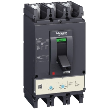 Schneider Electric LV540306 circuit breaker EasyPact CVS400F, 36 kA at 415 VAC, 400 A rating thermal magnetic TM-D trip unit, 3P 3d