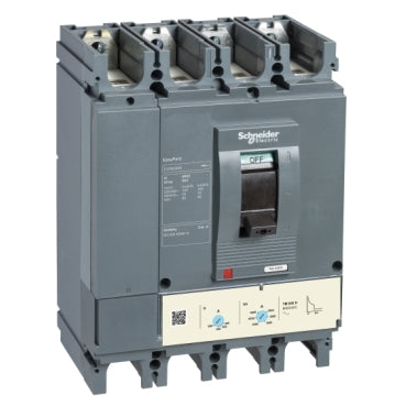 Schneider Electric LV540309 circuit breaker EasyPact CVS400F, 36 kA at 415 VAC, 400 A rating thermal magnetic TM-D trip unit, 4P 3d