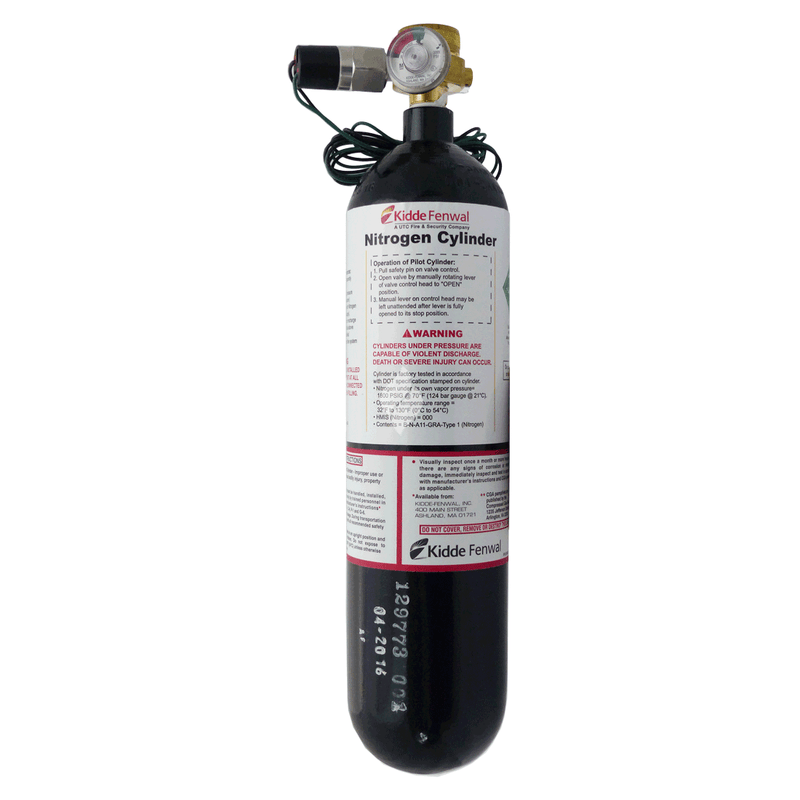 Kidde Fenwal 06-129773-001 Nitrogen Pilot Cylinder, 108 cu. in. (1.77 L), with Supervisory Pressure Switch, Normally Open Under Pressure